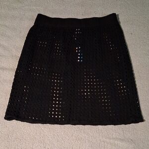 Blu Wave Chic Black Crochet Swim Coverup Skirt New